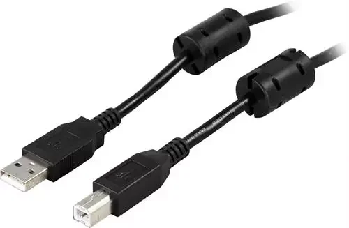 Product Image for Deltaco USB 2.0 kabel, Typ A - Typ B ha, Ferritkärnor, 5m - Svart - USB-B kabel B (Skrivare) | Webhallen