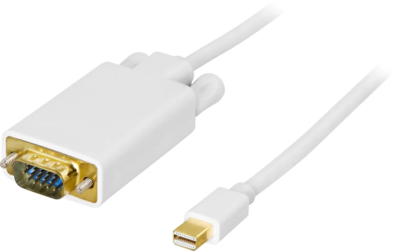 Product Image for Deltaco mini DisplayPort till VGA(HD15) kabel, ha-ha, 1m, vit