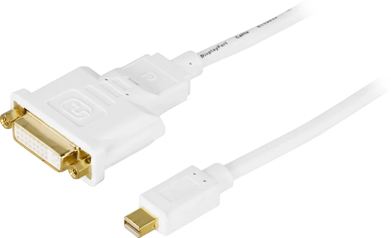 Product Image for Deltaco mini DisplayPort till DVI-I kabel, ha-ho, 1m, vit