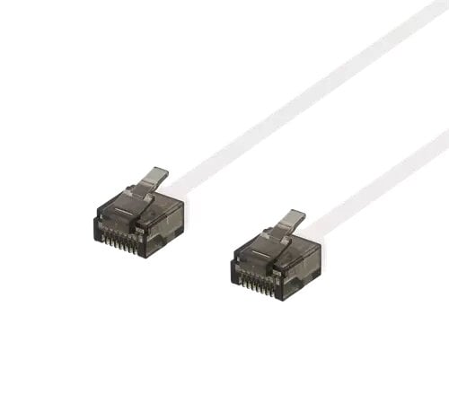 Deltaco UTP Cat6a Nätverkskabel Flat / 5m - Vit