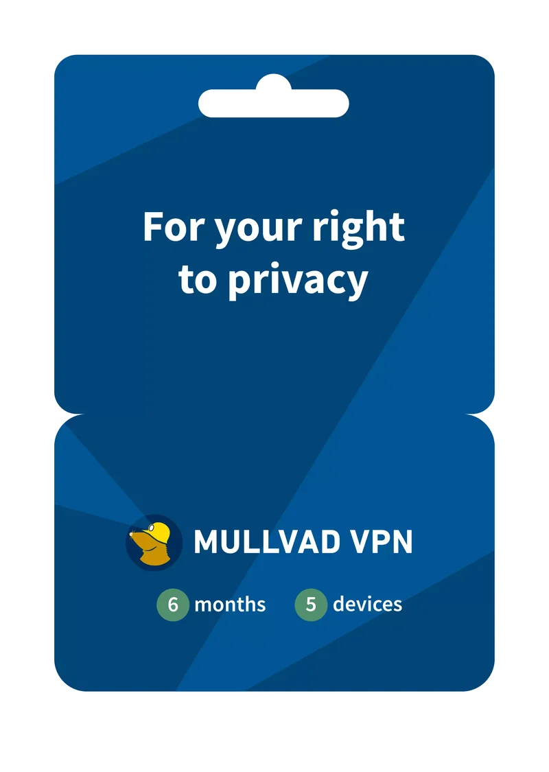 Product Image for Mullvad VPN 6 månader / 5 användare - Antivirusprogram & Säkerhetsprogram | Webhallen