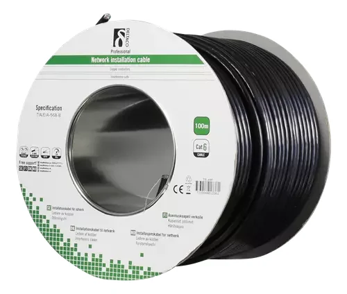 Product Image for Deltaco FTP Cat6 installationskabel Utomhus (Trumma) / 100m - Svart