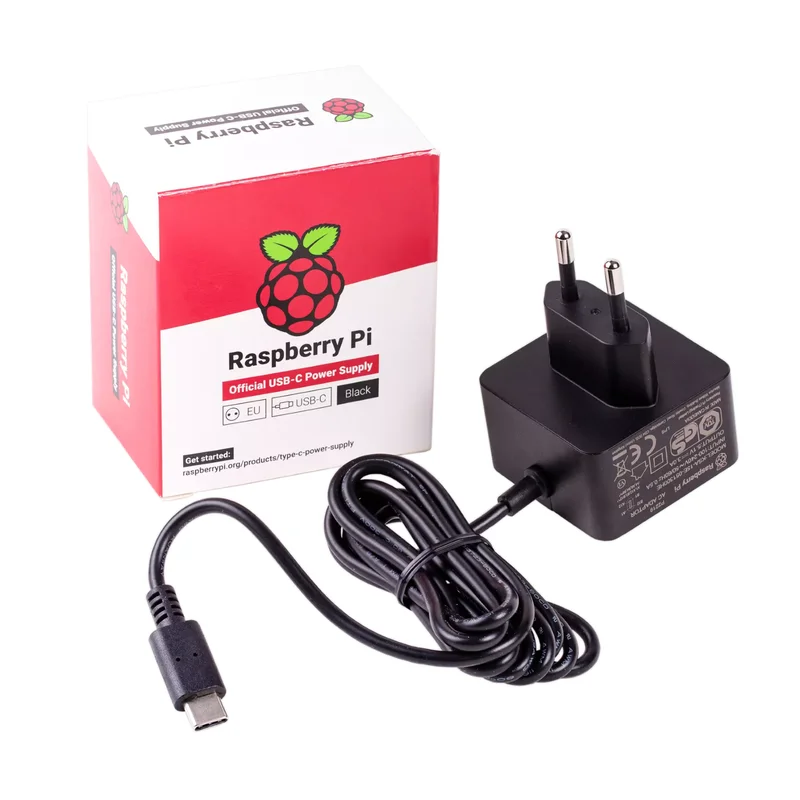 Product Image for Raspberry Pi 4 Power Supply / 5.1V / 3A / USB-C - Svart - Skal och laddare | Webhallen