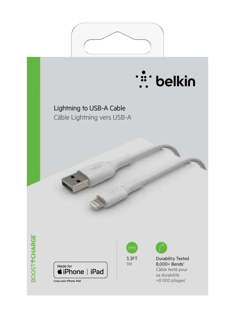Product Image for Belkin - Lightning till USB-A kabel, 1 meter - Vit - Lightningkabel | Webhallen