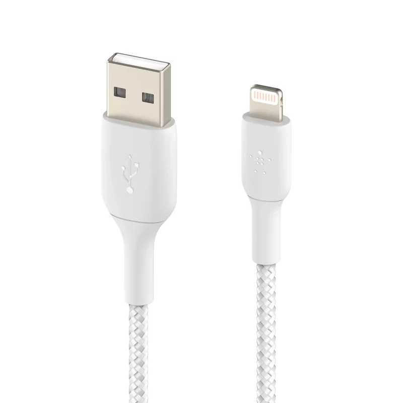 Product Image for Belkin Nylonflätad Lightning till USB-A kabel, 1 meter - Vit