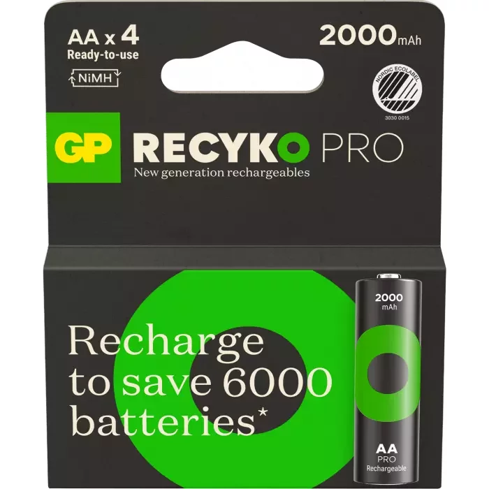 Product Image for GP ReCyko Pro AA-batteri, 2000mAh, 4-pack