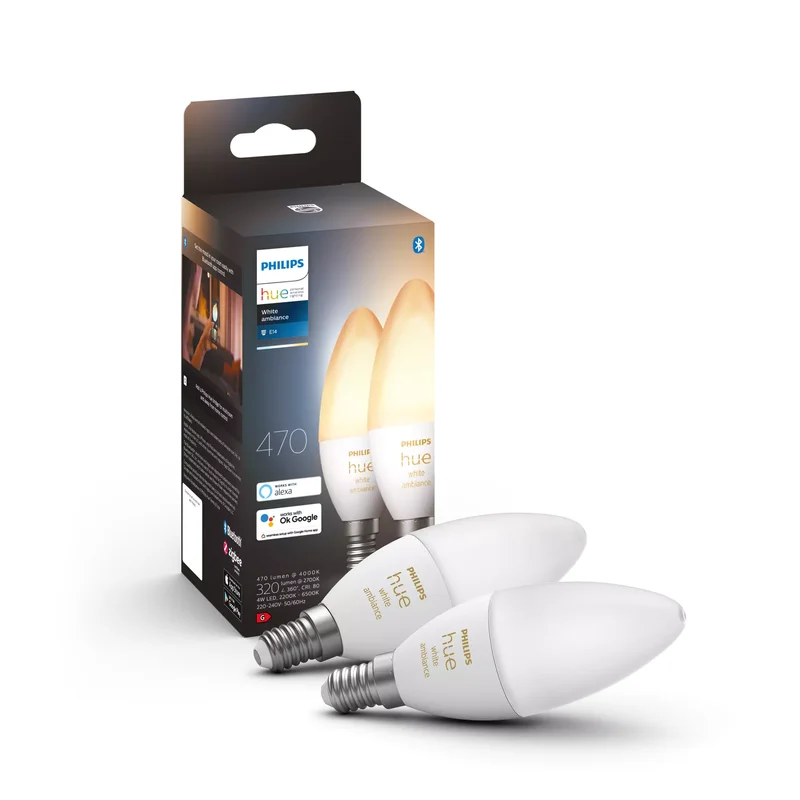 Product Image for Philips Hue White Ambience 5,2W / B39 / E14 / 2-pack - Belysning | Webhallen