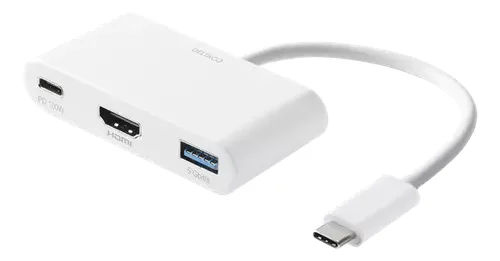 Product Image for Deltaco USB-C till HDMI och USB-A adapter - Vit - USB-Hubbar | Webhallen