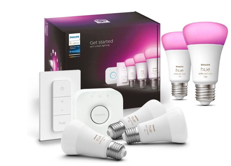Philips Hue White and Color Ambience 9W / A60 / E24 / Startpaket / 5st ljuskällor + brygga + dim