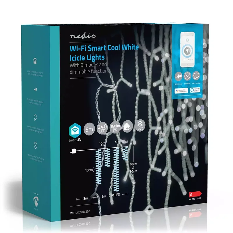 Product Image for Nedis Smart Life Icicle lights cold white 5m / 250 LED - Julbelysning / Slingor / Kransar | Webhallen