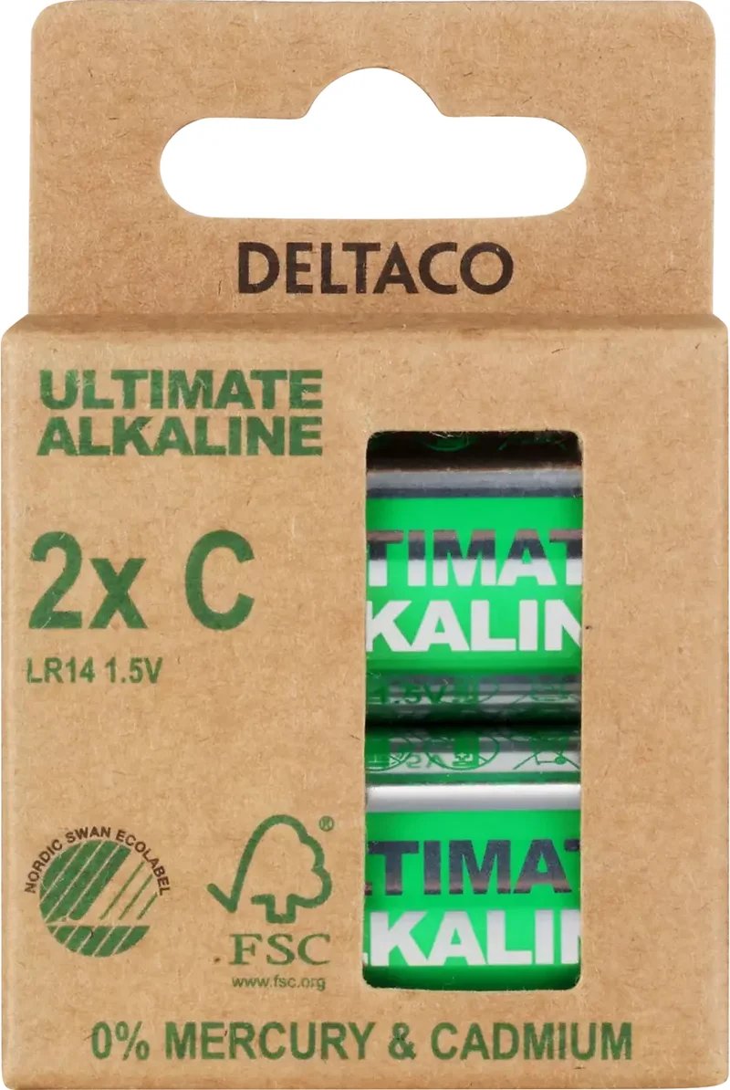 Product Image for DELTACO Ultimate Alkaline batterier LR14/C - 2-pack