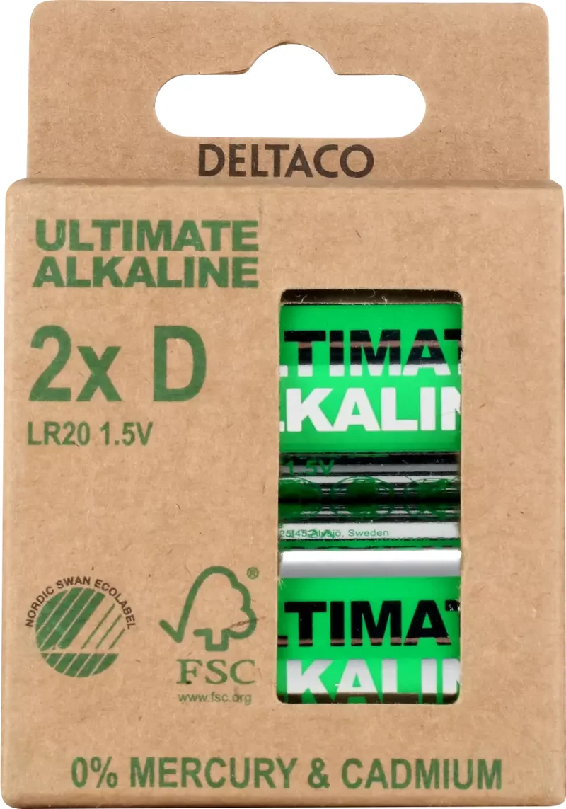 Product Image for DELTACO Ultimate Alkaline batterier LR20/D - 2-pack