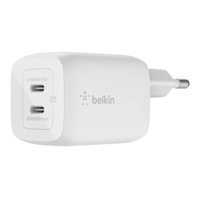Product Image for Belkin - 65W GaN Dual PD/PPS mini snabbladdare för laptop, mobil, surfplatta - Vit - Strömadapter | Webhallen