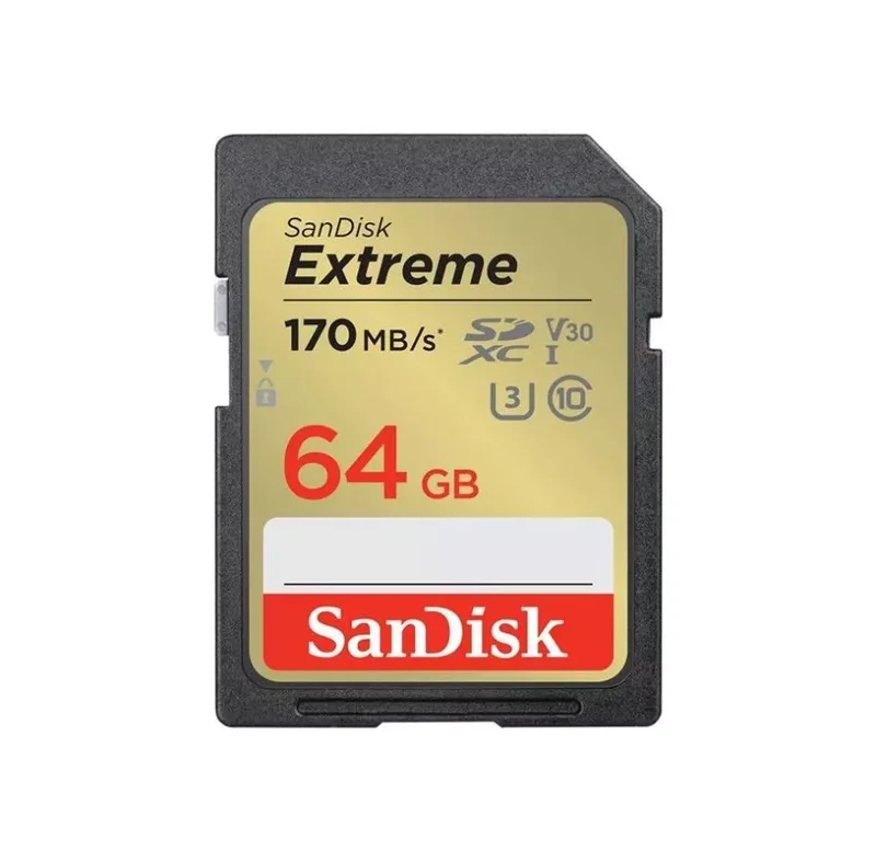 Product Image for SanDisk Extreme - 64GB SDXC Memory Card + 1 år RescuePRO Deluxe / 170MB/s /& 80MB/s / UHS-I / Class