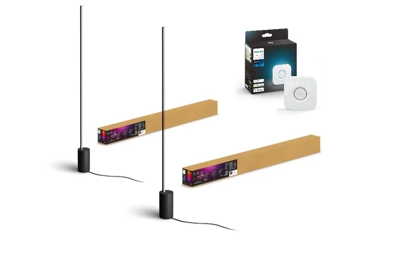 Product Image for Philips Hue White and Color Ambience Gradient Signe golvlampa / Svart - 2-pack + Brygga - Philips Hue Armaturer | Webhallen