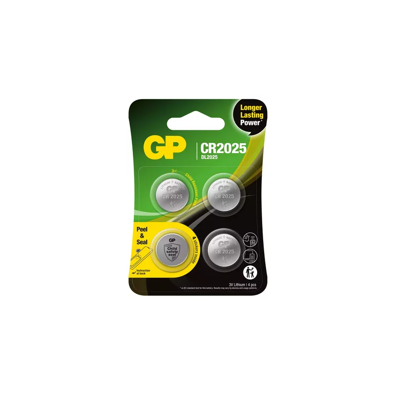 Product Image for GP knappcell, Lithium, CR2025, 4-pack