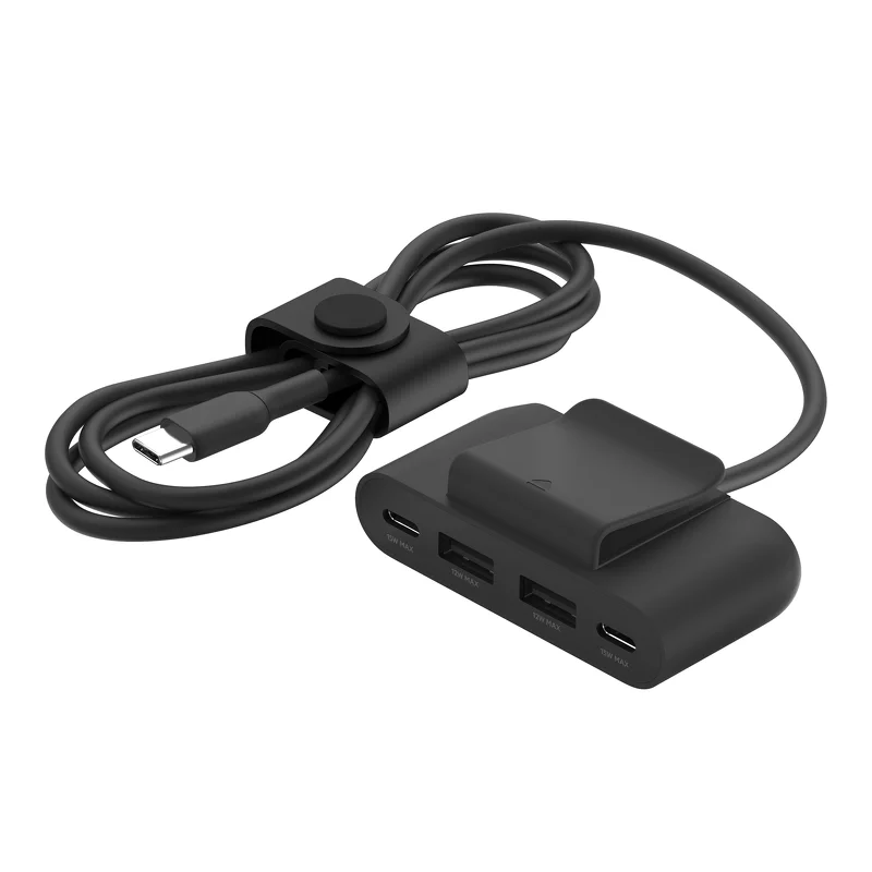 Product Image for Belkin USB Port extender, 2 USB-C portar, 2 USB-A portar, upp till 30W totalt. - Svart