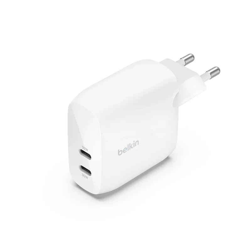 Product Image for Belkin Väggladdare 60W Dual USB-C PD & PPS, 30W + 30W - Strömadapter | Webhallen