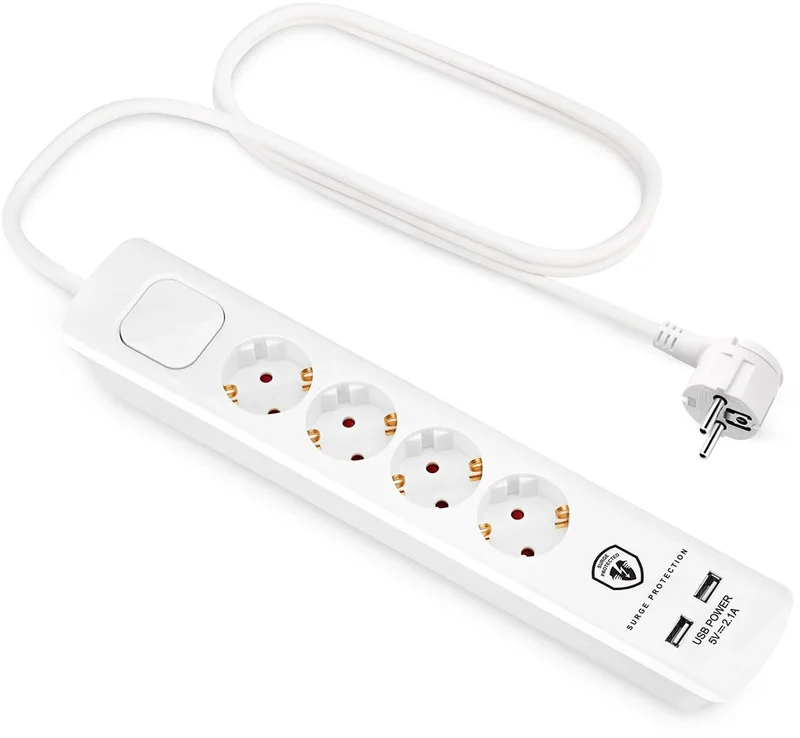 Product Image for Andersson ELS 5.0 Grenuttag 4x uttag med brytare och två USB-portar - 1.5m - Elkablage & Grenuttag | Webhallen