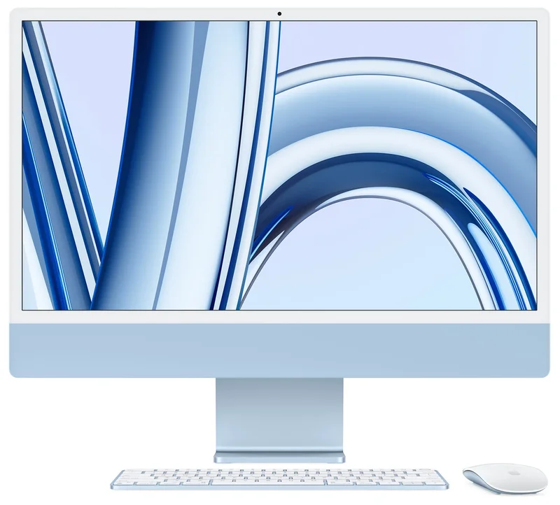 Product Image for Apple 24" iMac / Retina 4.5K / Apple M3 chip / 8 core CPU / 10 core GPU / 8GB / 512GB SSD - Blue - iMac | Webhallen