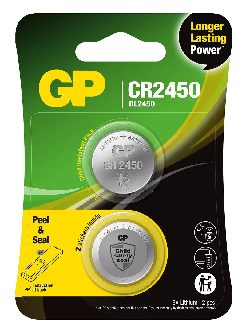 Product Image for GP knappcell Lithium CR2450 2-pack