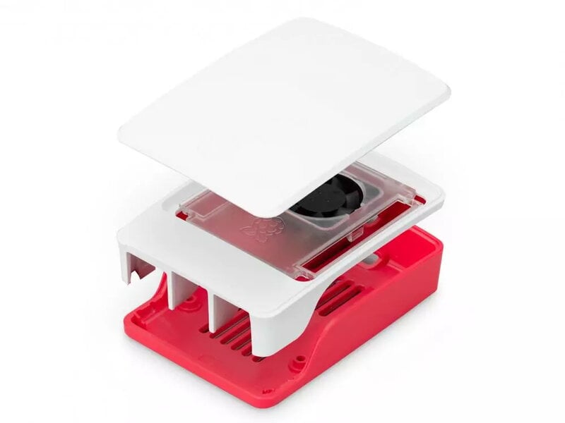 Raspberry Pi 5 Case (Red/White) with Integrated Fan