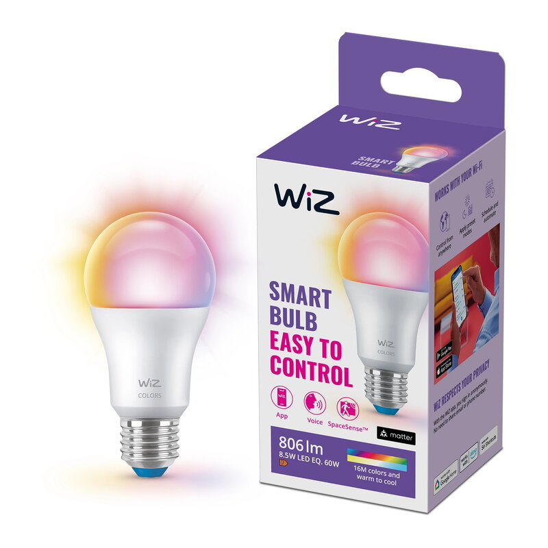 WiZ Wi-Fi BLE 60W A60 E27 822-65 RGB 1PF/6