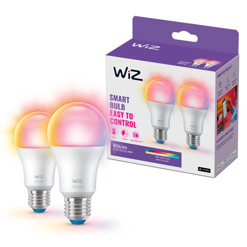 Product Image for WiZ Wi-Fi RGB 60W A60 E27 - 2 pack - Belysning | Webhallen