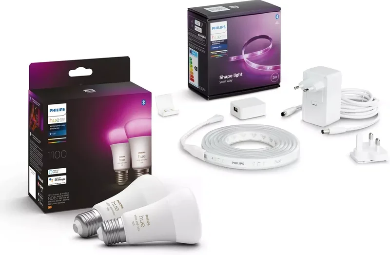 Product Image for Philips Hue Lightstrip Plus V4 / Startpaket / 2m + 9W / A60 / E27 / 2-pack - Belysning | Webhallen