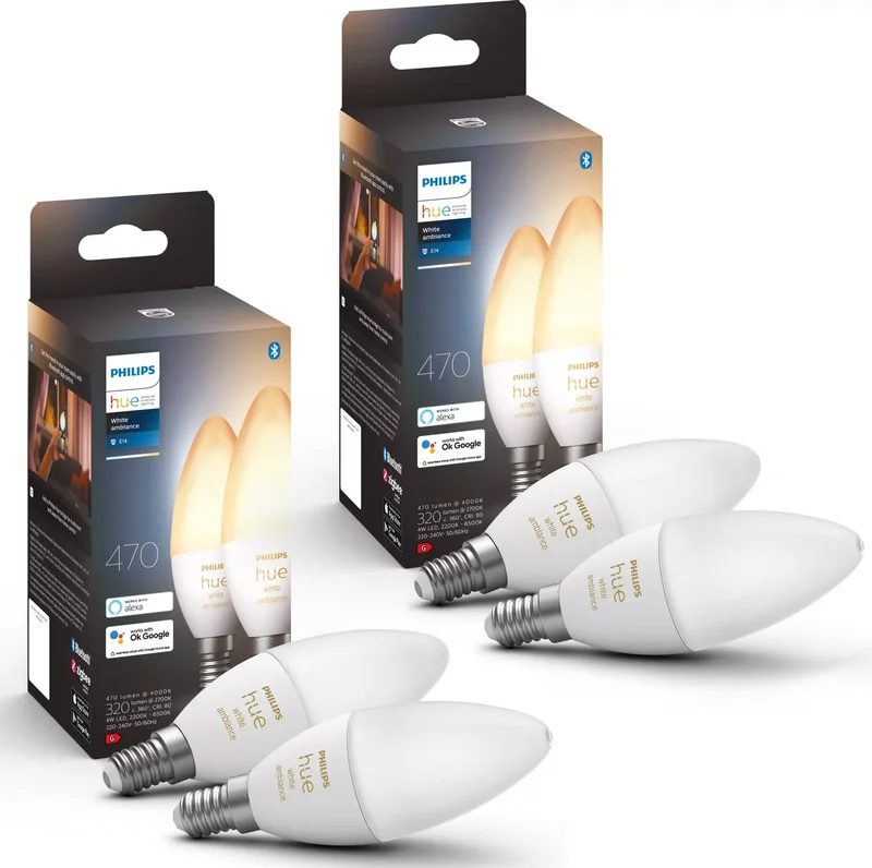 Product Image for Philips Hue White Ambience 5,2W / B39 / E14 / 4-pack - Belysning | Webhallen