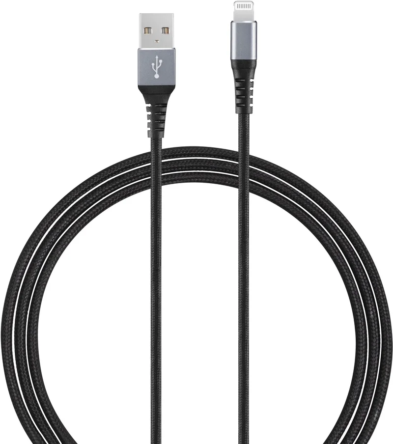 Product Image for Andersson USB-A - Lightning Flätad / 1,5m - Svart/Rymdgrå - Lightningkabel | Webhallen