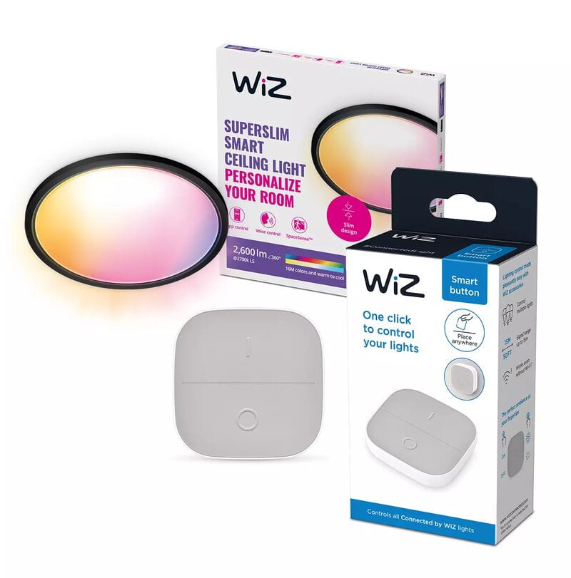 WiZ SuperSlim RGB Ceiling 22W - Black + Portable button