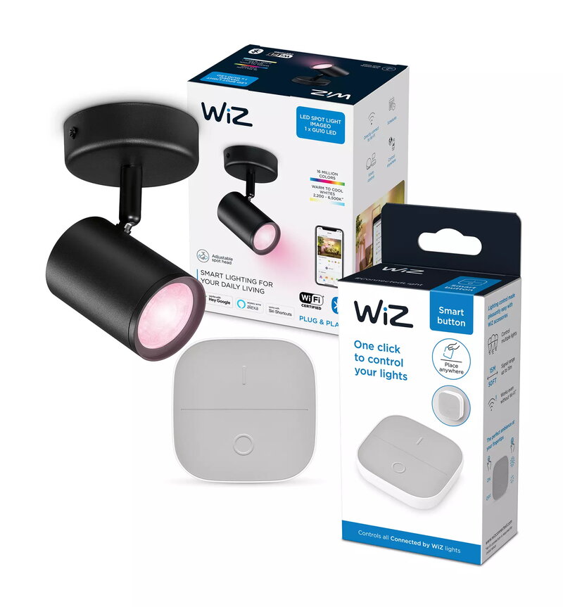 WiZ IMAGEO Spots 1x5W B 22-65K RGB - Black + Portable Button