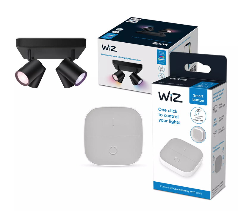 WiZ IMAGEO RGB Spots 4x5W - Black + Portable Button