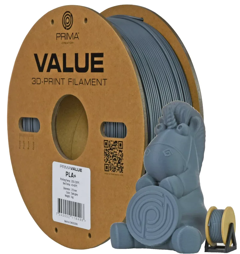 Product Image for PrimaValue PLA+ - 1.75mm - 1kg - Mörkgrå