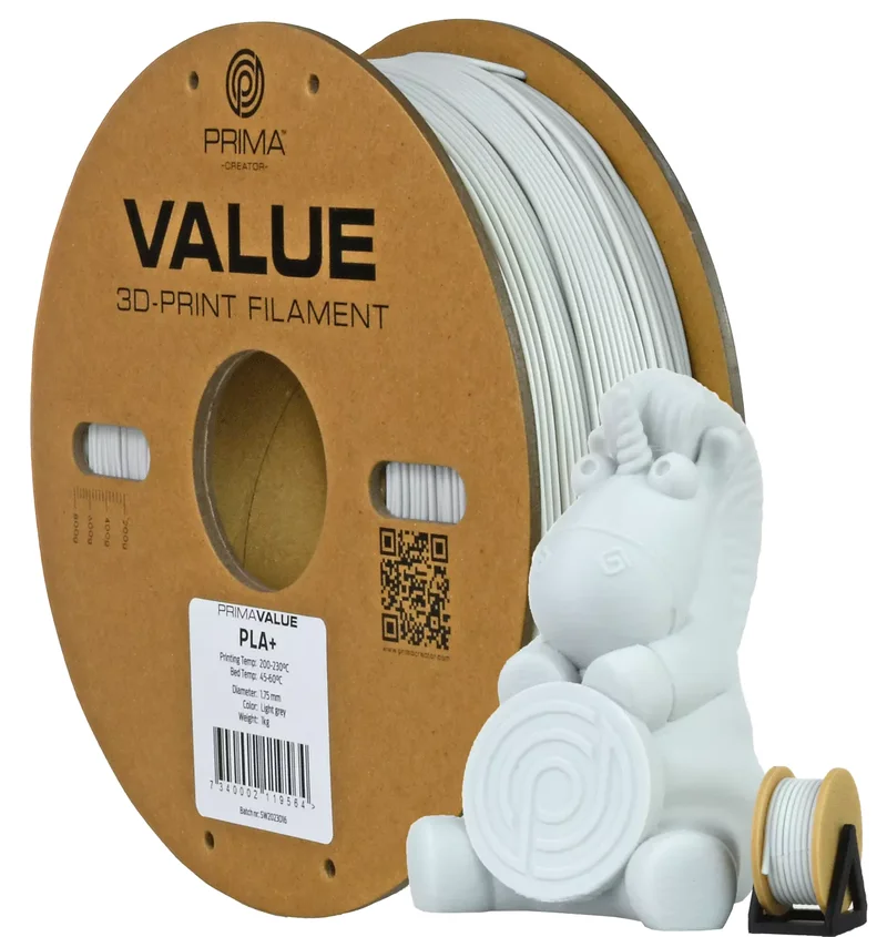 Product Image for PrimaValue PLA+ - 1.75mm - 1kg - Ljusgrå