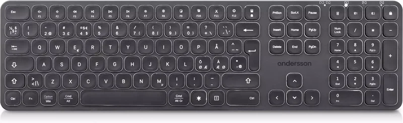 Product Image for Andersson WSK-3000 Trådlöst tangentbord / 2.4G+BT / Backlit - Svart - Trådlösa | Webhallen