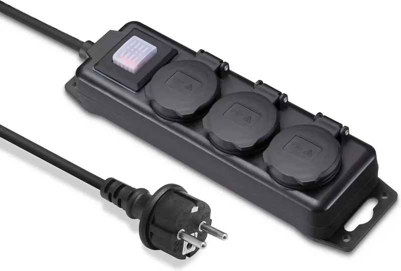 Product Image for Andersson Grenuttag för utomhusbruk x3 med Brytare / 3m - Svart - Elkablage & Grenuttag | Webhallen