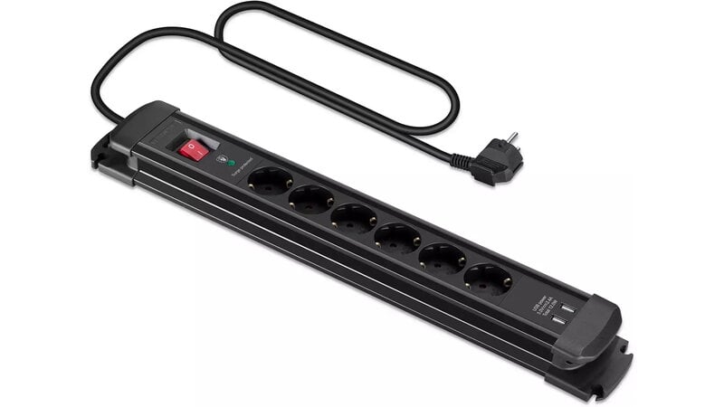 Andersson Grenuttag med Överspänningsskydd x6 uttag / 2xUSB-A (12000A) - 1,5m