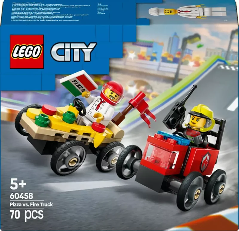 Product Image for LEGO City Great Vehicles Pizzabil mot brandbil – racingpaket 60458