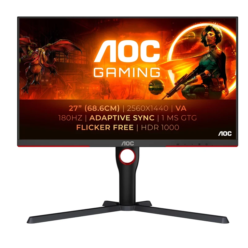 Product Image for AOC Q27G3XMN/BK / 27" / VA / 2560x1440 / 180Hz / 1ms - Gamingskärm | Webhallen