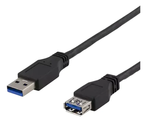 Product Image for Deltaco USB 3.1 Gen1 Extension cable 2m USBA male>USBA female black - USB-förlängningskabel A -> A(F) | Webhallen