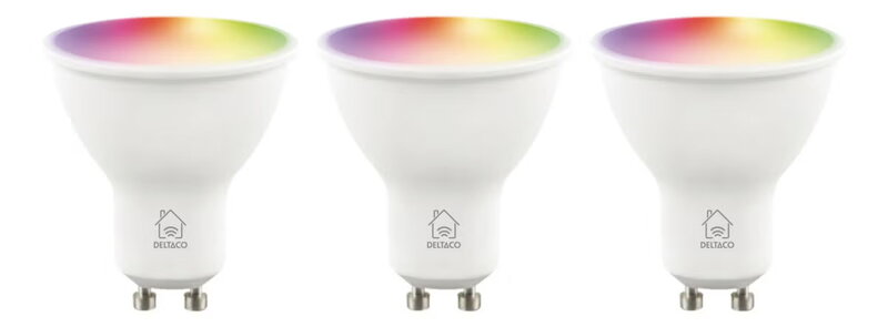 Deltaco Smarta LED lampor, GU10, RGB, WiFi, 4.7W, 3-pack