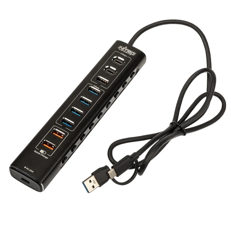 Product Image for Nitro Concepts UH1 10-Port HYBRID USB HUB - Simulator | Webhallen