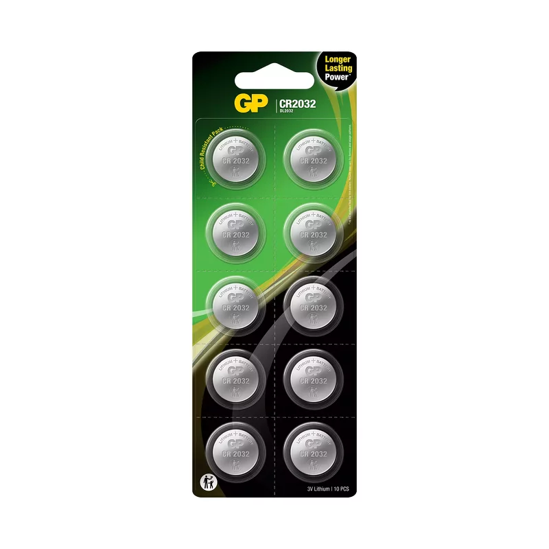 Product Image for GP knappcell, Lithium, CR2032, 10-pack