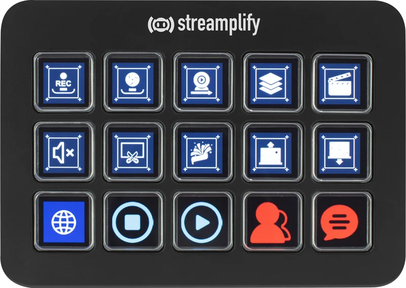 Product Image for Streamplify Streaming Deck One, 15 LCD keys, USB-Hub - Black - Streamdeck | Webhallen