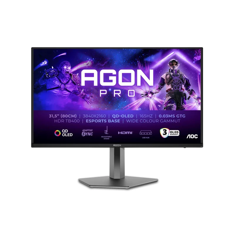 Product Image for AOC AG326UD QD-OLED / 31.5" / 3840 x 2160 / 165 Hz / 0.03ms / 2xHDMI,DP,USB-C / Adaptive Sync - Gamingskärm | Webhallen