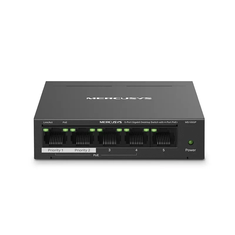 Product Image for Mercusys MS105GP / 5-Port Gigabit Desktop Switch / 4-Port PoE+ - Nätverksswitch | Webhallen
