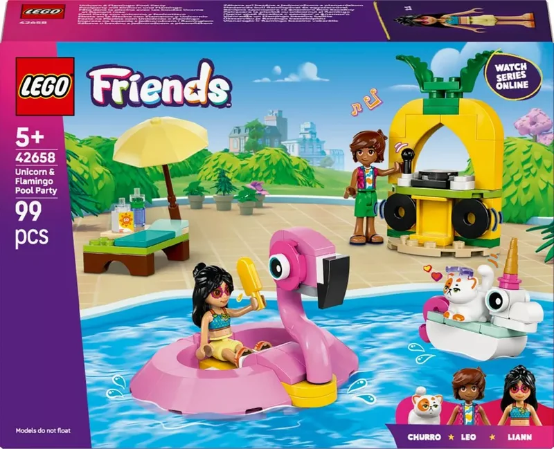 Product Image for LEGO Friends Poolparty med enhörning och flamingo 42658