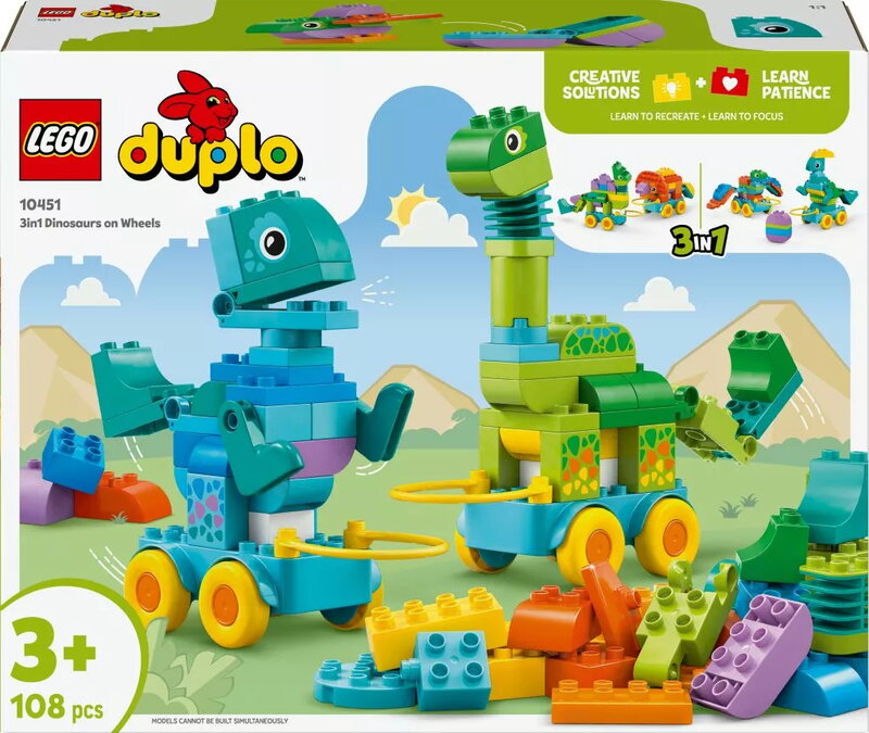 LEGO DUPLO Town 3-i-1 Dinosaurier på hjul 10451